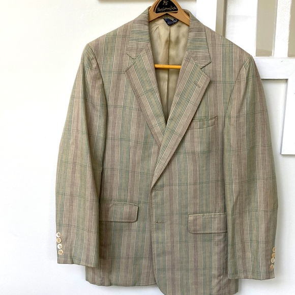 Vintage Cricketeer Beige and Green Striped Blaze. Medium but no Size tags - Picture 1 of 10